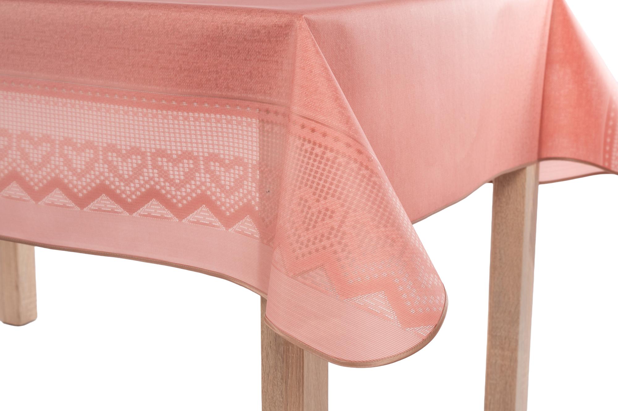 embroidered table runner in soft colors